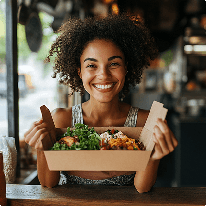 Customer with healthy food